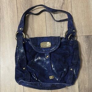 Michael Kors purple Snakeskin-Texture Shoulder Bag with Gold Hardware